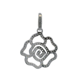 925 Sterling Silver and CZ Cubic Zirconia Rose Flower Pave Necklace Pendant