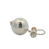 Solid 925 Sterling Silver and 14kt Yellow Gold Ball 2-Tone Dangle Charm Pendant