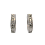 Solid 14kt White Gold And 2ctw Diamonds IGI Certified Inside Out 20mm Hoop Earrings