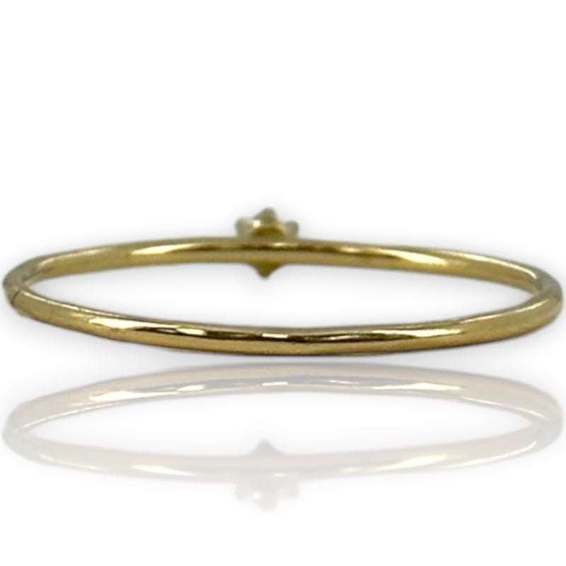 Satomi Kawakita 18kt Yellow Gold Baby White Diamond Solitaire Ring Size 6