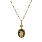 Mejuri Solid 14kt Yellow Gold Spheres Chain 16" Necklace with Oval Bezel Citrine Pendant