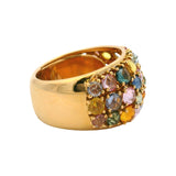 IVAR 18k Yellow Gold 9.66ctw Multicolored Sapphire Zero 3 Dome Cluster Ring Sz 8