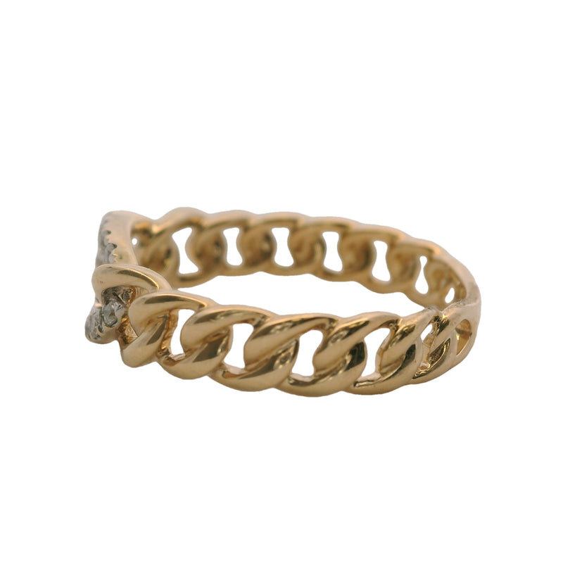 Madison L 14kt Yellow Gold Curb Link Style Ring with Diamond Anchor Link Center Size 6.5