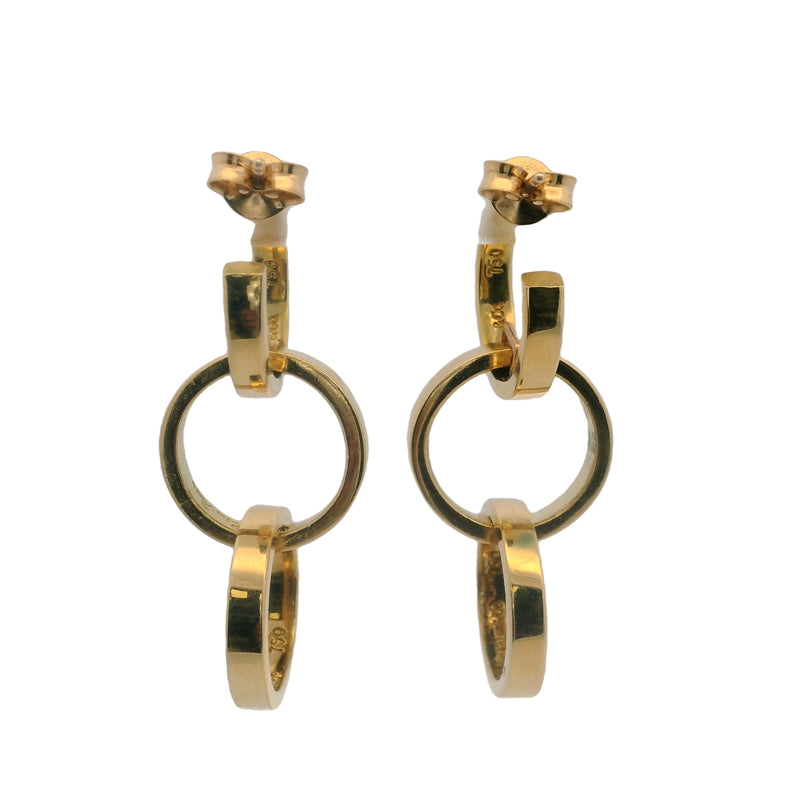 Vintage Tiffany & Co Paloma Picasso Solid 18kt Yellow Gold Triple Hoop Drop/Dangle Earrings