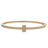 Tiffany & Co T 18kt Rose Gold 0.33ctw Diamond Hinged Wire Bangle Bracelet 6"