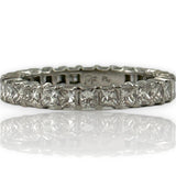 Vintage M Fisher CO 1980s Solid Platinum and Princess Cut Diamond 3mm Eternity Band Size 6.5 Ring