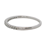 Solid 10kt White Gold and Diamond 1.5mm Thin Wedding Stackable Band Ring Size 6.75