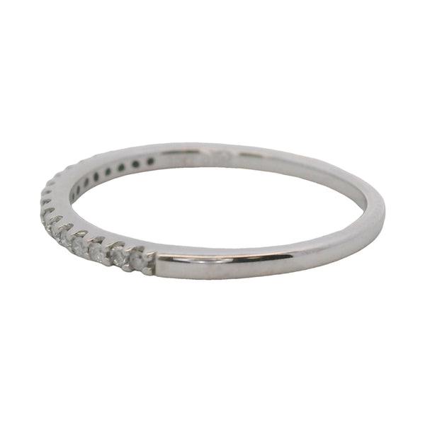 Anillo de boda apilable de oro blanco macizo de 10 kt y diamantes de 1,5 mm de grosor, talla 6,75