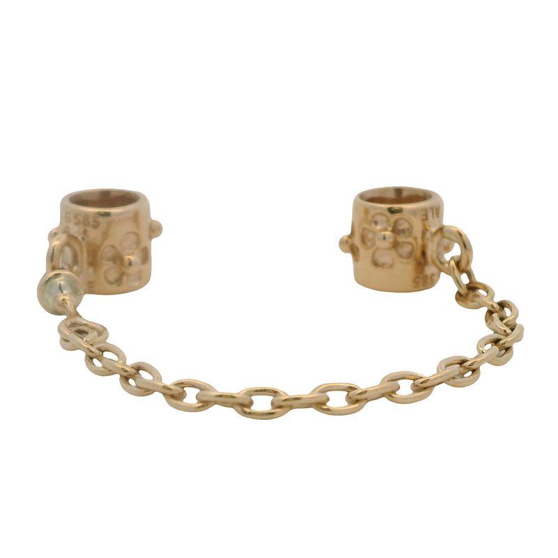 Charm deslizante de cadena de seguridad con flor de oro amarillo macizo de 14 kt retirado de Pandora