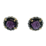 Italian14kt Yellow and White Gold Chain Pattern 22mm Large Amethyst Omega-Back Earrings