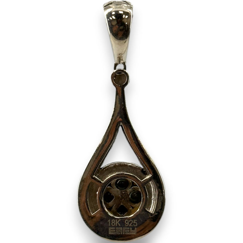 Joyería EFFY con detalle trenzado en plata de ley 925 maciza y colgante de oro amarillo de 18 kt de 4,3 cm de largo con gran perla de los Mares del Sur.