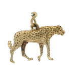 Vintage Solid 14kt Yellow Gold Animal Cheetah 3D Charm Pendant