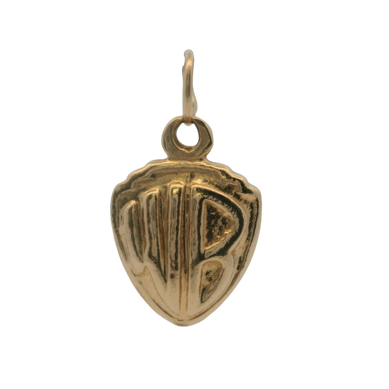 Vintage 1990 Warner Brothers WB Logo 14kt Yellow Gold Dangle Charm
