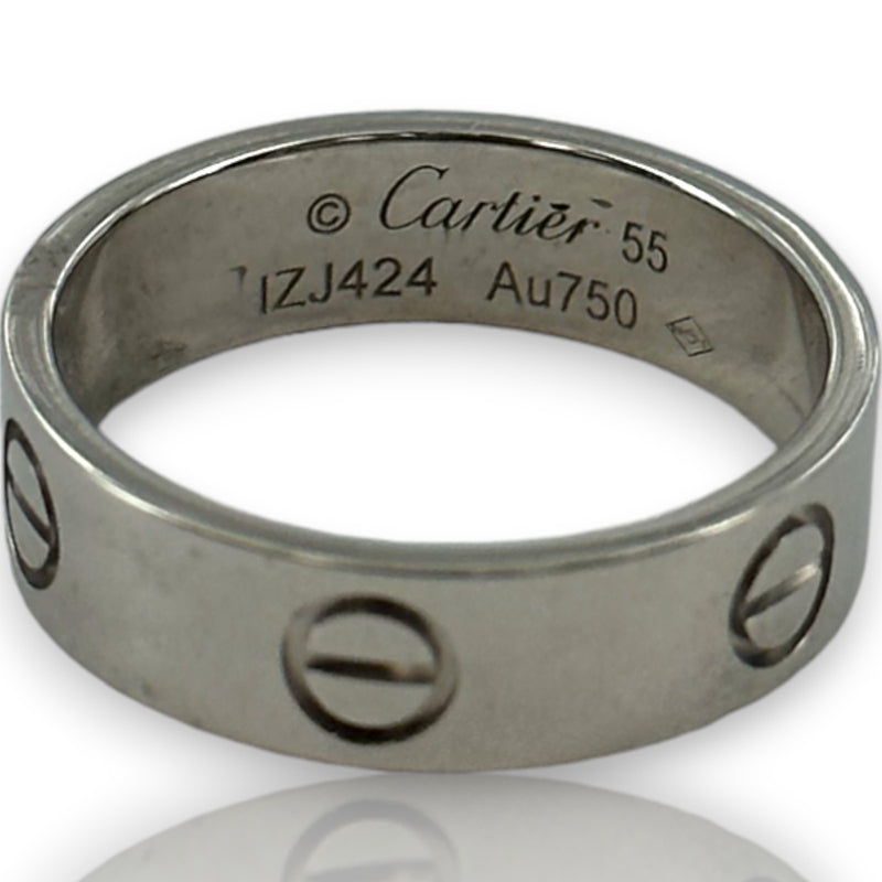 Anillo de boda Cartier Love clásico de oro blanco macizo de 18 kt de 5,5 mm, apilable, talla 7,25 (55)