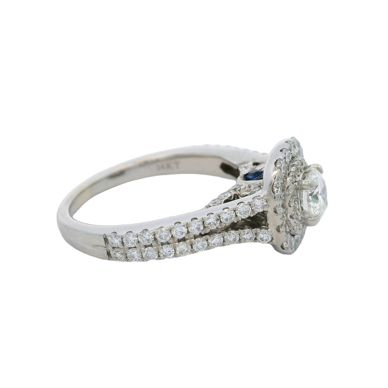 Vera Wang Love 14kt White Gold Double Halo Diamond Solitaire With Split Shank Engagement Ring
