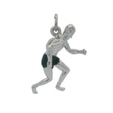 925 Sterling Silver 3D Sports Runner Number 5 Drop/Dangle Green Enamel Charm
