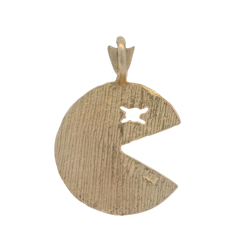 Colgante con dije de Pac-Man facetado en oro amarillo macizo de 14 kt