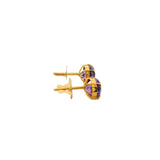 Solid 18kt Yellow Gold Amethyst Oval 8x6mm Stud Pierced Screw-Back Earrings