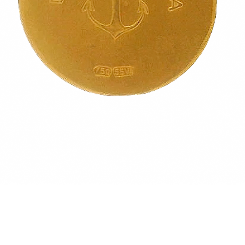 Colgante con dije religioso cristiano de 13 mm "Dio Ti Protegga" en oro amarillo italiano de 18 kt con el retrato de Jesús.