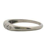 Vintage 1940s 14kt White Gold and 0.14ctw Diamond Line Wedding Band Ring Size 7