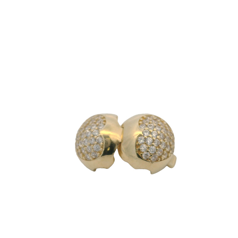 Charm de clip redondo con forma de corazón de oro amarillo macizo de 14 kt y circonitas cúbicas