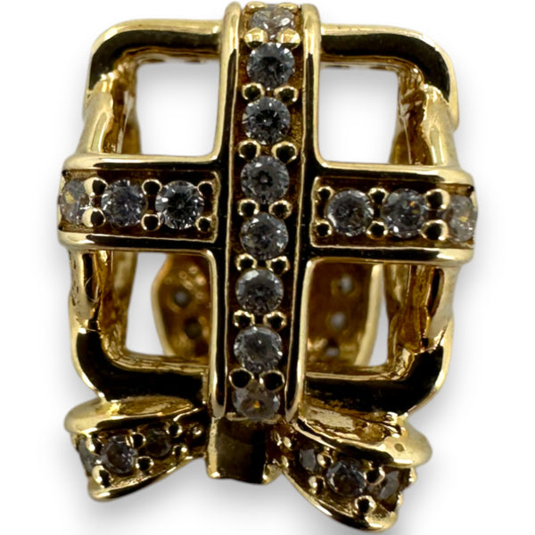 Pandora Rare 14kt Yellow Gold and Cubic Zirconia All Wrapped Up Present Slider Charm G585 ALE a