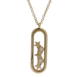 Shy Creation 14kt Yellow Gold Floating Diamonds Pendant With Diamond Halo 18-16"