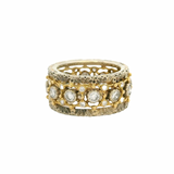 BUCCELLATI Retired 18kt 2-Tone Gold Rombi Eternelle Diamond 9.5mm Wide Eternity Band Ring Size 5