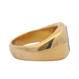 Gratas Solid 18kt Yellow Gold Dome Ring with Intaglio Glass Ostrich Signet Size 8