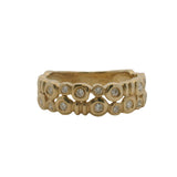 Sonia B Solid 14kt Yellow Gold and Bezel Set Diamond Double Row Bubble Ring Size 9.25
