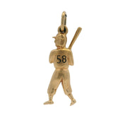 Vintage Solid 14kt Yellow Gold Baseball Batter Player Sports Charm