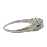 Antique 1920s 950 Platinum Diamond Filigree Engagement Ring Sapphires Size 7.25