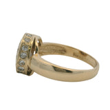 Solid 14kt Yellow Gold Cubic Zirconia 12mm Wide Solitaire Ring with Halo Size 7.5
