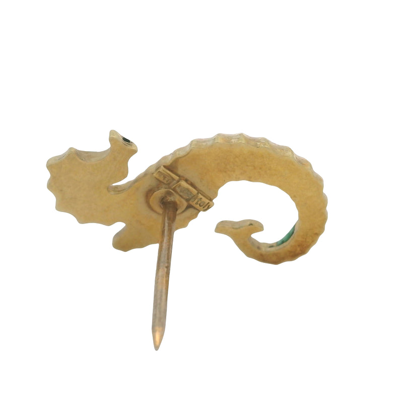 1944-1968 Italian Enamel and 14kt Yellow Gold Seahorse/Sea Dragon Tie Tack Pin