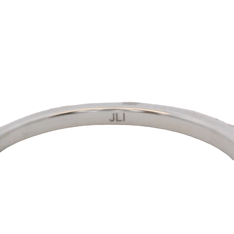 Solid 14kt White Gold and Diamond Thin Dainty Stackable Wedding Band Ring Size 7