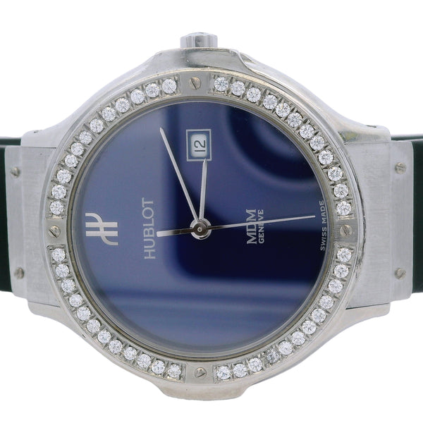 Hublot Classic MDM Diamond Blue Dial Stainless Steel 28mm 1401.1 Watch