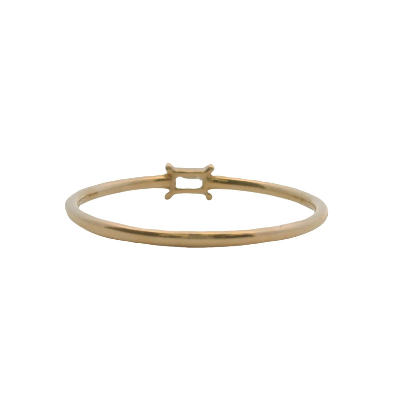 Mejuri 14kt Solid Yellow Gold and Diamond Dainty Baguette Stacker Ring Size 5.75