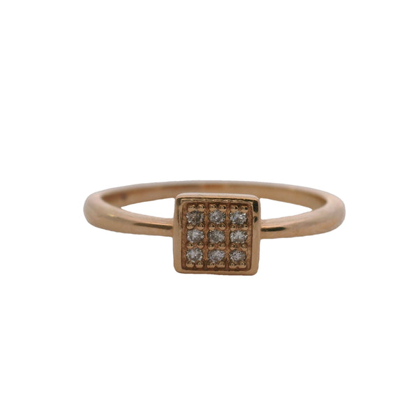 Anillo SNJ de oro rosa 585 de 14 k con diamantes cuadrados apilables geométricos, talla 7