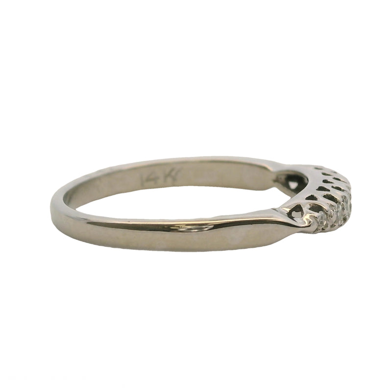 Vintage 1950s Solid 14kt White Gold Diamond Line Accent Band Ring Size 6.5