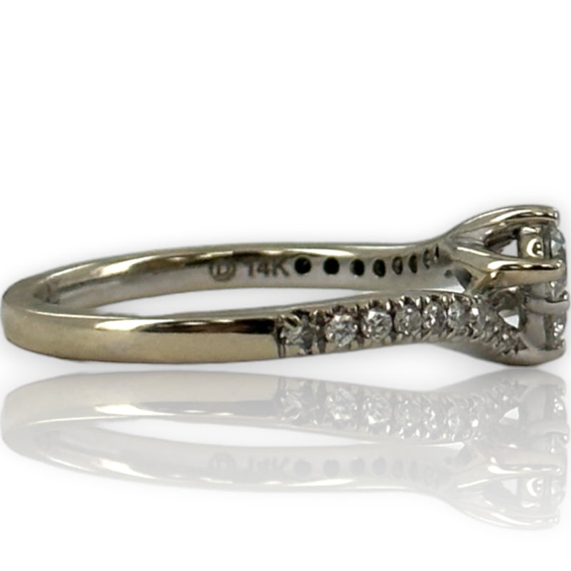 Kay Ever Us Collection 14kt White Gold Toi et Moi Ring With Half Eternity Diamond Band Size 6.75