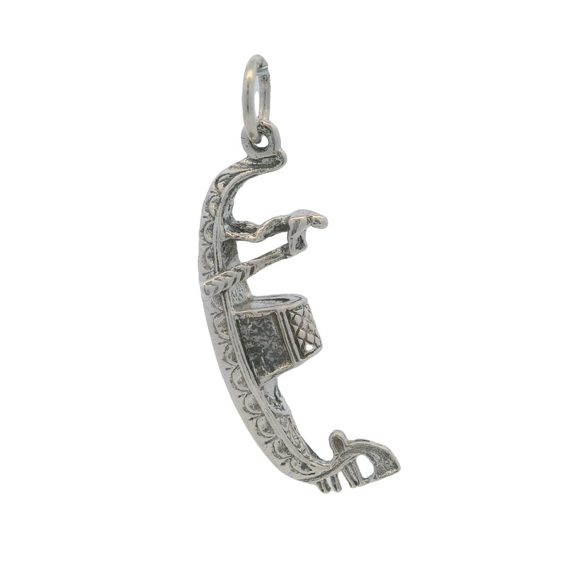 Vintage 925 Sterling Silver Travel Gondola Boat 3D Detailed Charm Pendant