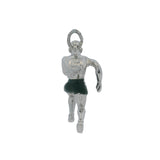 925 Sterling Silver 3D Sports Runner Number 5 Drop/Dangle Green Enamel Charm