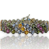 Multi-Color 14ctw Sapphires & Diamonds Wide Tennis Bracelet 14kt White Gold