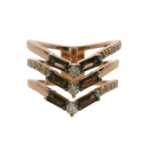 Le Vian 14kt Rose Gold "Chocolate" Smoky Quartz and Diamond 3-Band Stacked Ring Size 7