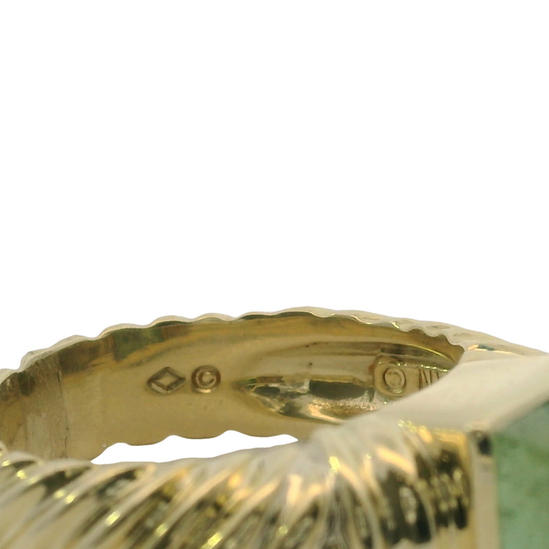 Rare Vintage David Yurman 14kt Yellow Gold and Sugarloaf Peridot Thick Cable Solitaire Ring Size 6.5