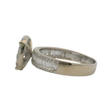 Solid 14kt White Gold 1.38ctw Diamond Cluster Circle Statement Ring with Baguette Sides Size 7