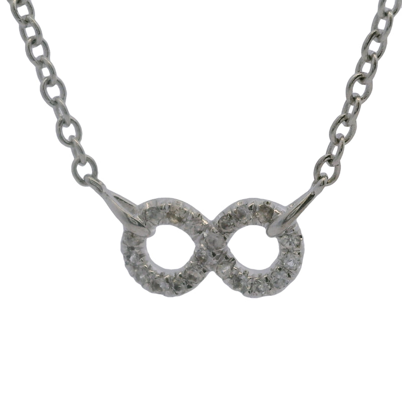 Gabriel & Co 925 Sterling Silver Small White Sapphire Infinity Symbol 18" Pendant Necklace