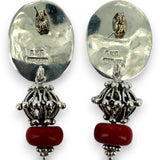 Amy Kahn Russel 925 Sterling Silver Large Drop/Dangle Earrings with Red Spiny Oyster Stone