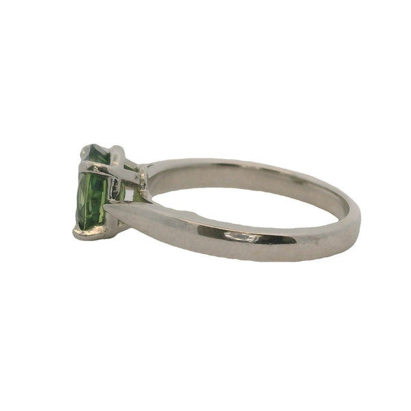 Solid 900 Platinum and 0.86ct Green Peridot Solitaire Ring Size 7