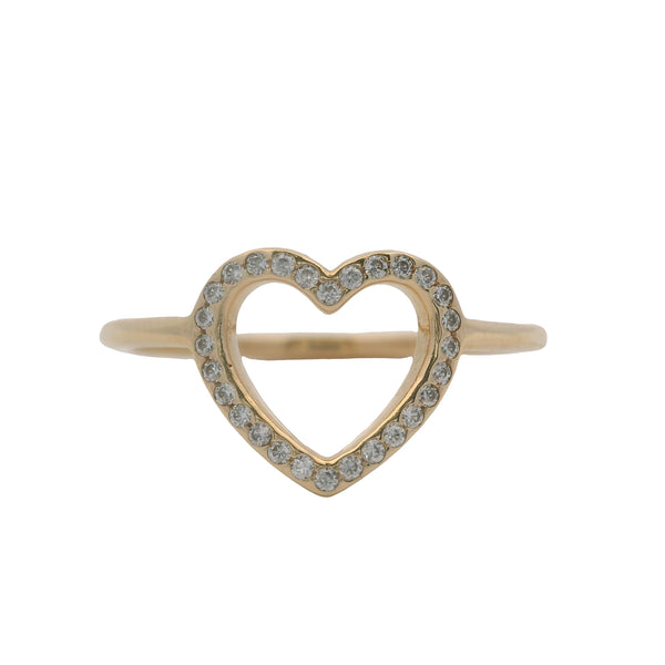 Pandora Solid 14kt Yellow Gold and Cubic Zirconia Open Captured Heart Ring Size 8.5